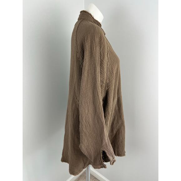 We The Free Summer Daydream Brown Button Up Blouse  Medium - Picture 2 of 7